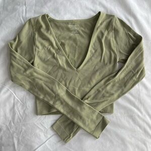 Dynamite Sage Green V-Neck Women's Top